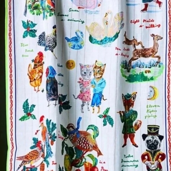 NWT Anthropologie Nathalie Lete 12 Days of Christmas Tea Dish Kitchen Towel - Picture 2 of 2